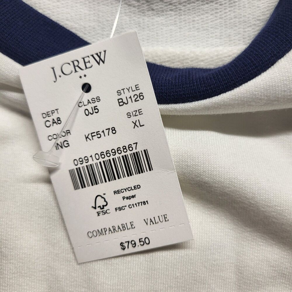 J Crew Ringer Crew Neck Pullover Raglan Sleeve Color Block XL NEW - Picture 4 of 9